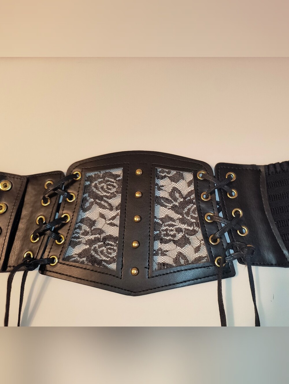 Black Sheer Lace Panel Waist Cincher Belt Unbranded